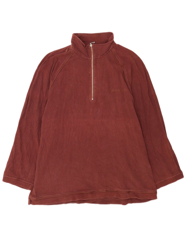 Sergio Tacchini Haut 1/4 zippé à manches longues pour homme en coton bordeaux 2XL