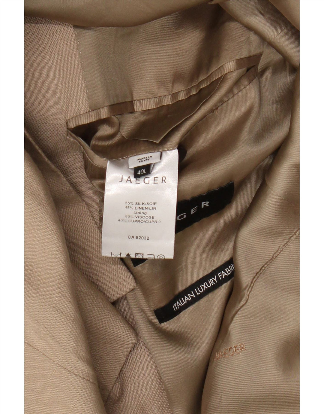 Jaeger Veste blazer à 2 boutons pour homme UK 40 Grande soie beige