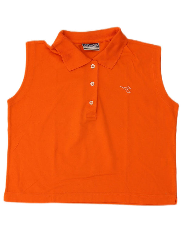 Diadora Polo court sans manches pour femme UK 14 Coton orange moyen