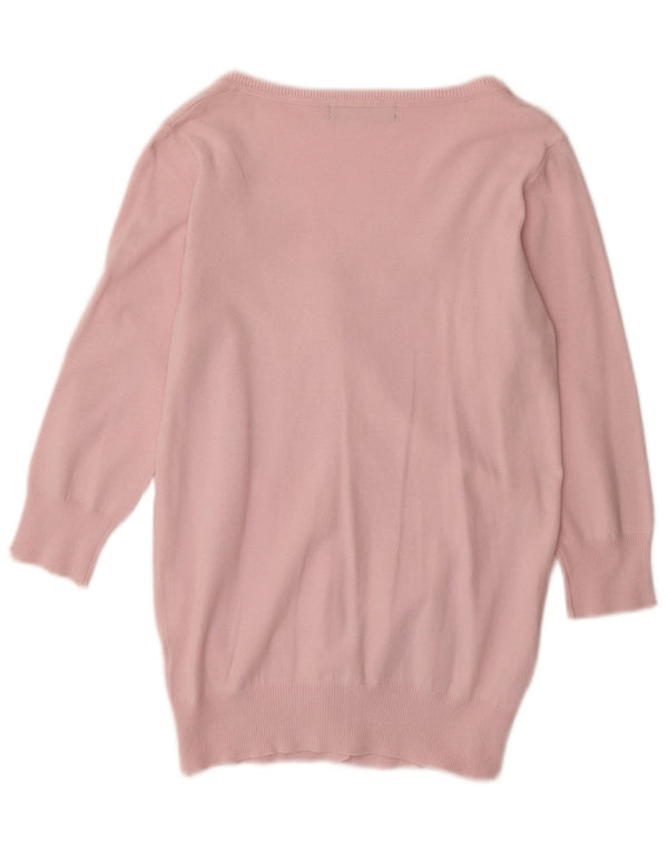 Zara Womens Cardigan à manches 3/4 Pull UK 14 Large Rose Coton