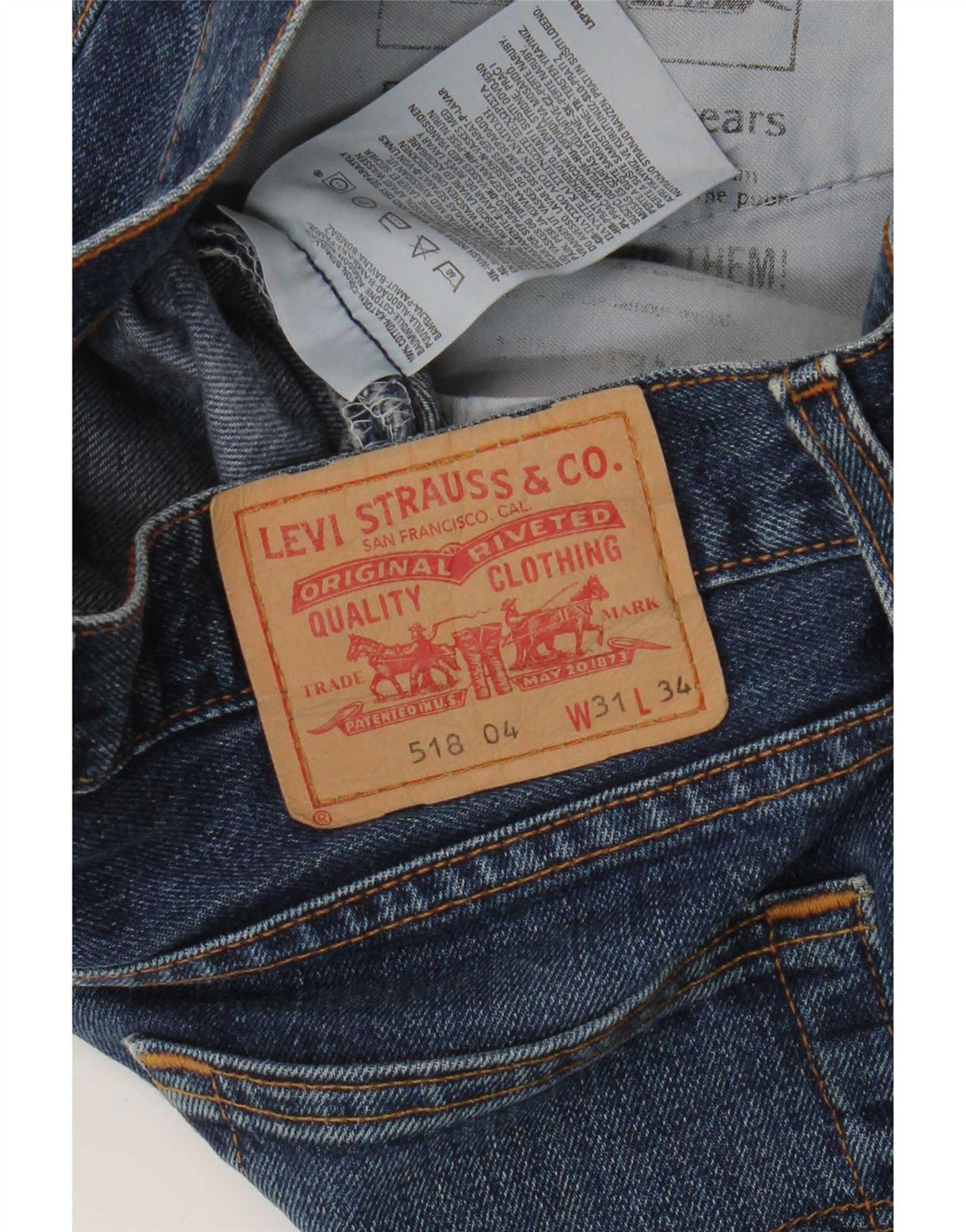 Levi's Jean Bootcut 518 Vieilli Homme W31 L30 Bleu Coton