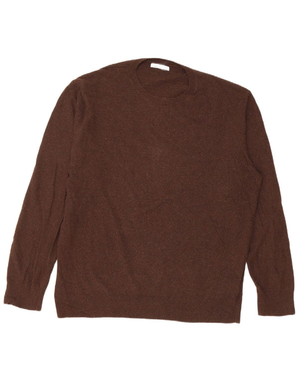 Zara Pull ras du cou pour femme UK 16 Large Marron Viscose