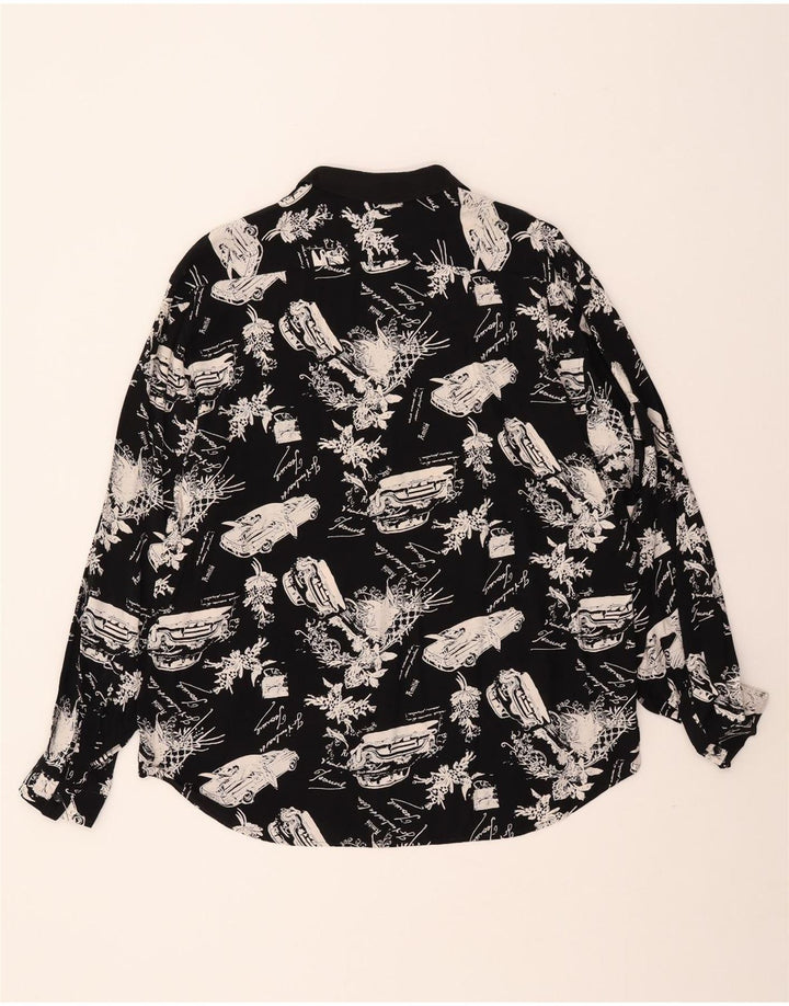 VINTAGE Chemise pull graphique homme noir moyen