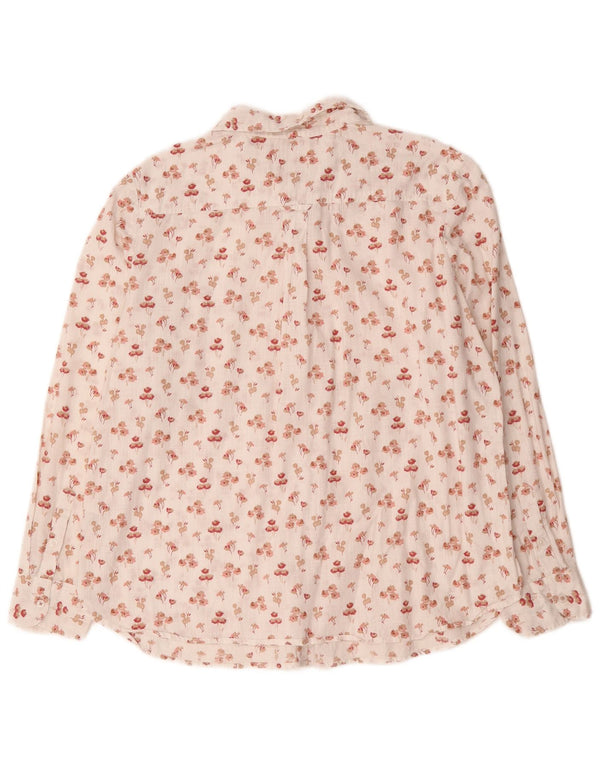 Fat Face Chemise coupe classique pour femme UK 16 Grand coton floral blanc