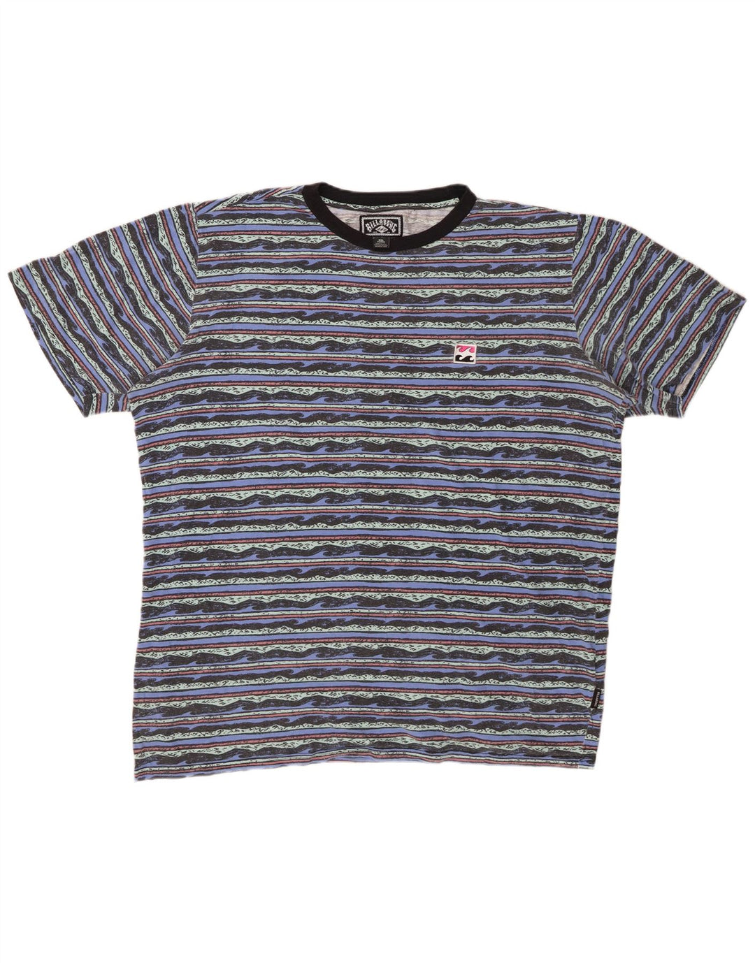 BILLABONG T-Shirt Graphique Homme Top 2XL Coton Rayé Bleu
