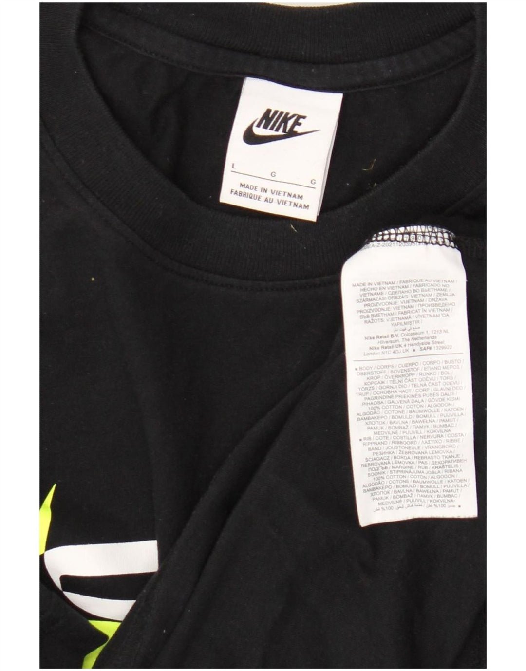 Nike T-shirt graphique pour homme en coton noir Taille L
