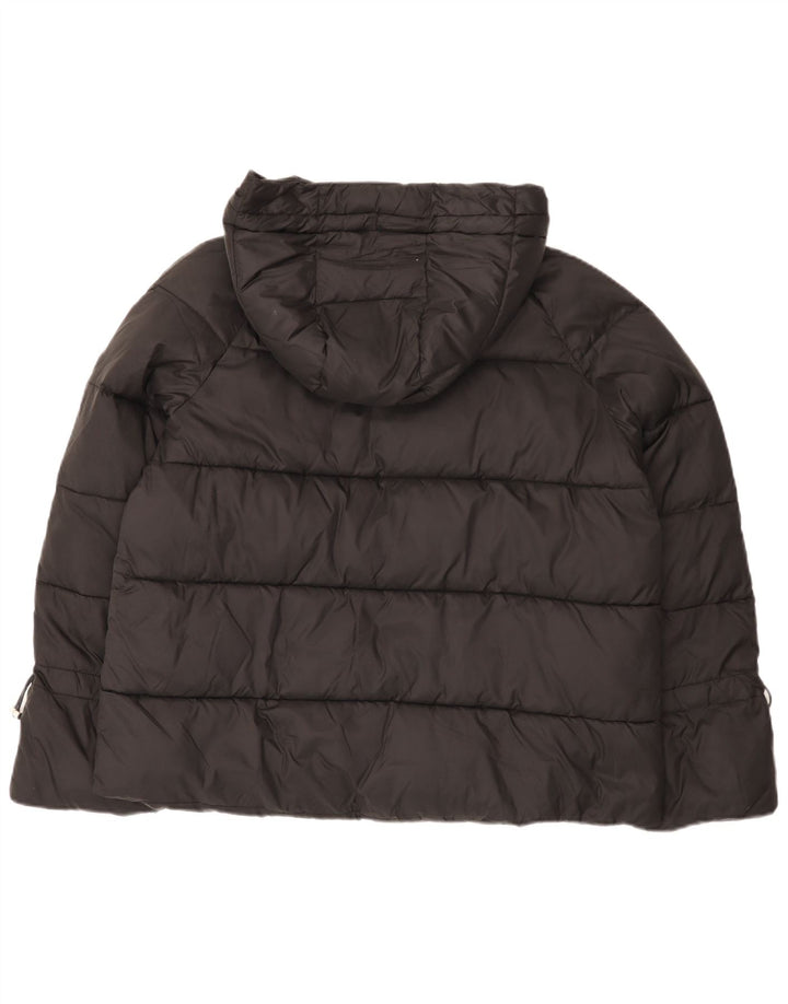 Zara Veste rembourrée à capuche pour femme UK 16 Large Nylon Noir