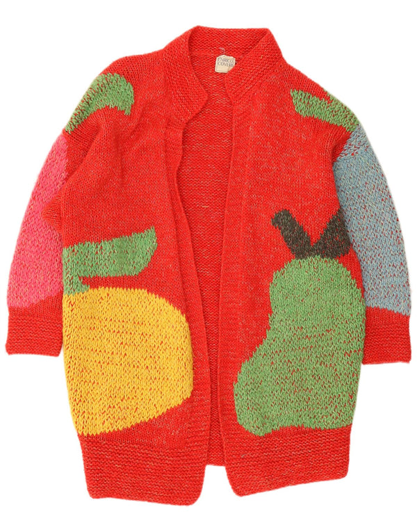 Enrico Coveri Cardigan graphique long pour femme UK 14 Large Rouge