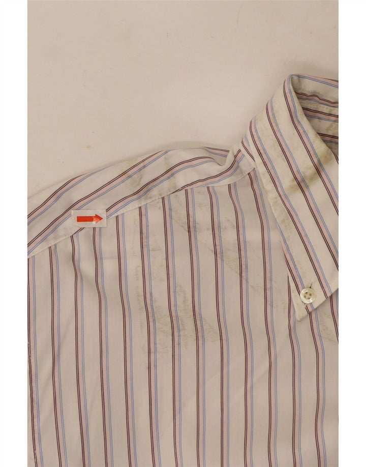 Lacoste Chemise Homme Taille 42 Grand Coton Rayé Blanc