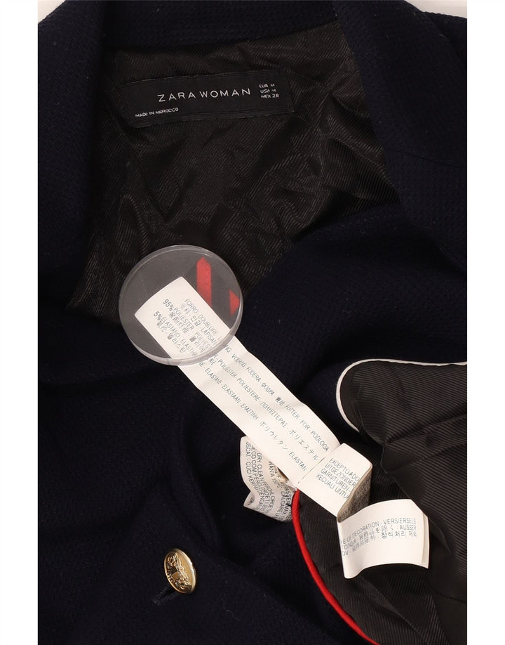 Zara Veste Blazer 1 Bouton Femme UK 12 Bleu Marine Moyen Polyester