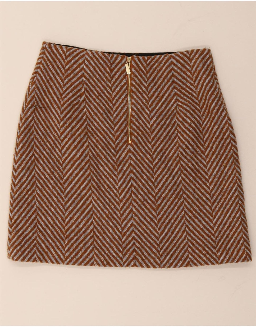 Marks & Spencer Mini jupe femme UK 10 Small W30 marron à chevrons