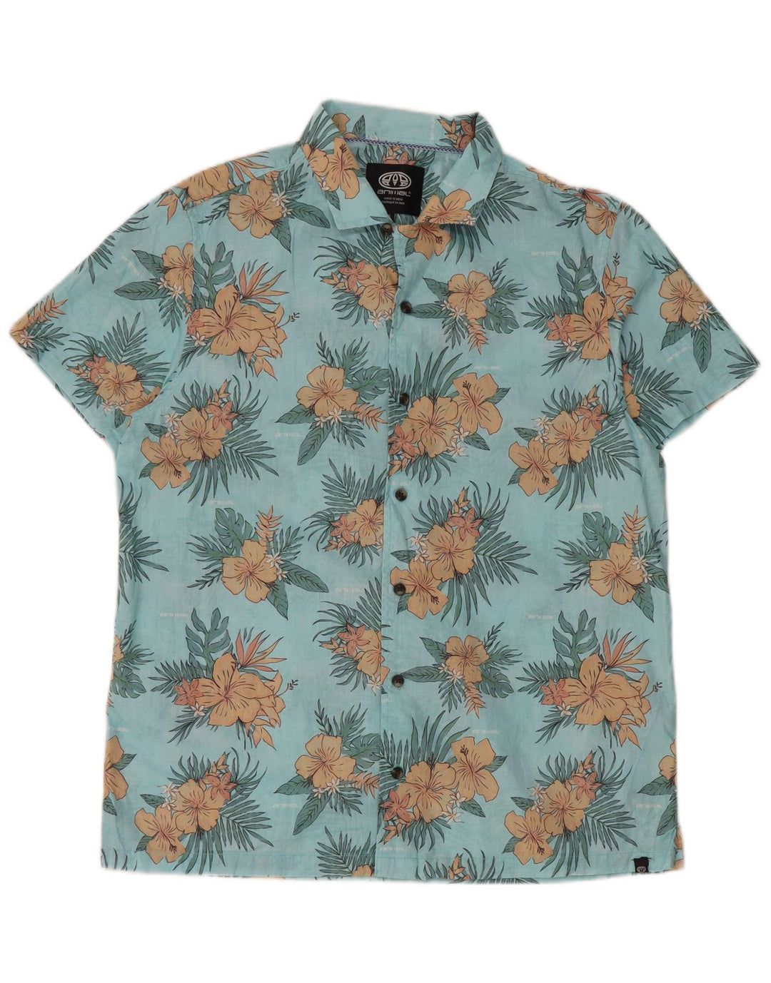 Chemise à Manches Courtes Homme Animal Bleu Moyen Floral