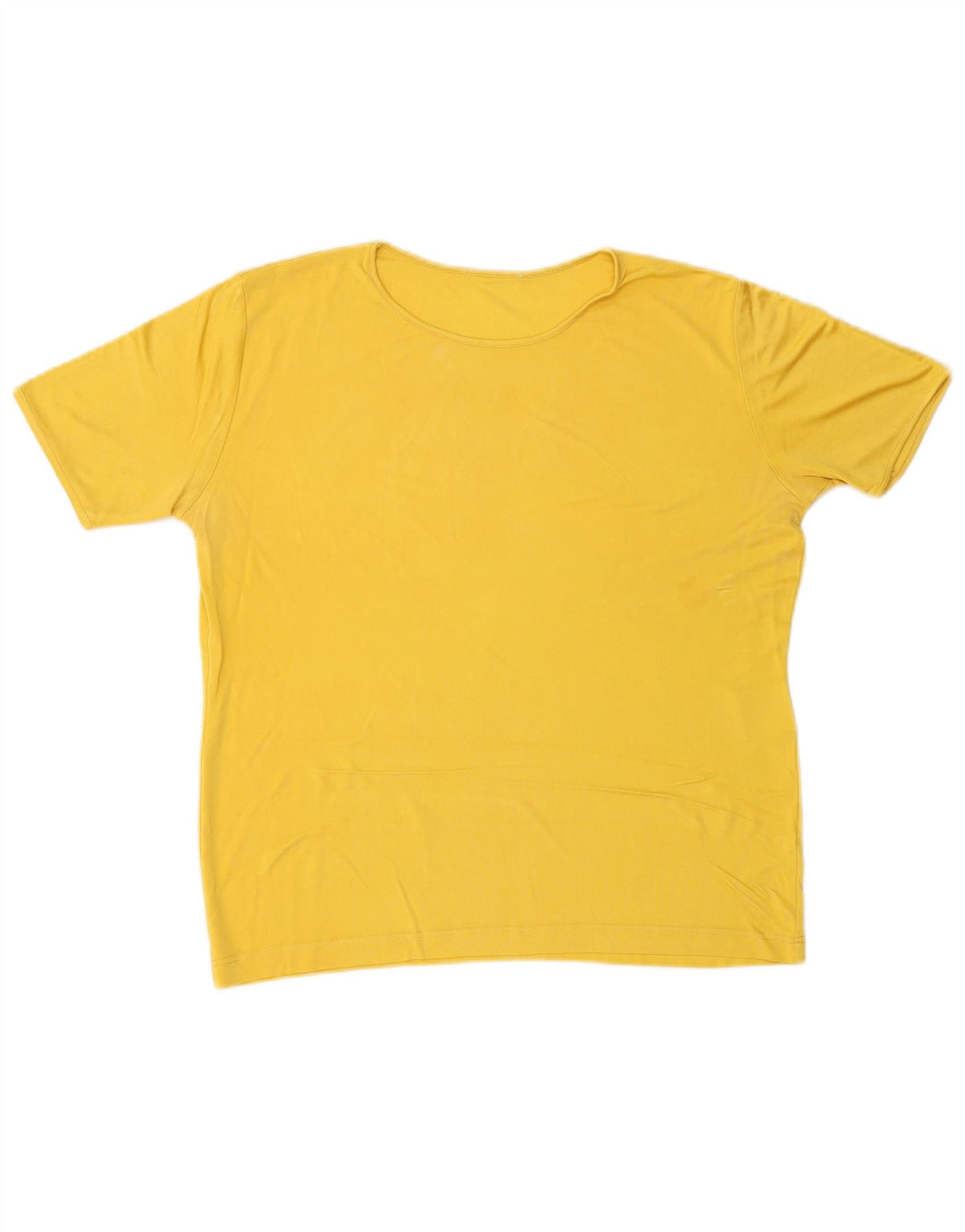 VINTAGE T-Shirt Femme Top UK 16 Grande Soie Jaune