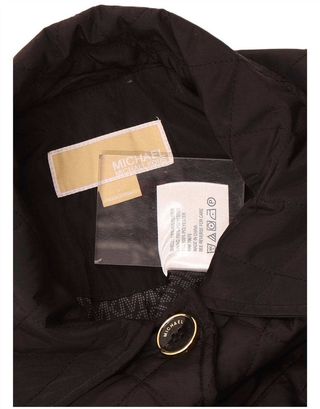 Michael Kors Manteau matelassé pour femme UK 16 Large Noir Polyester