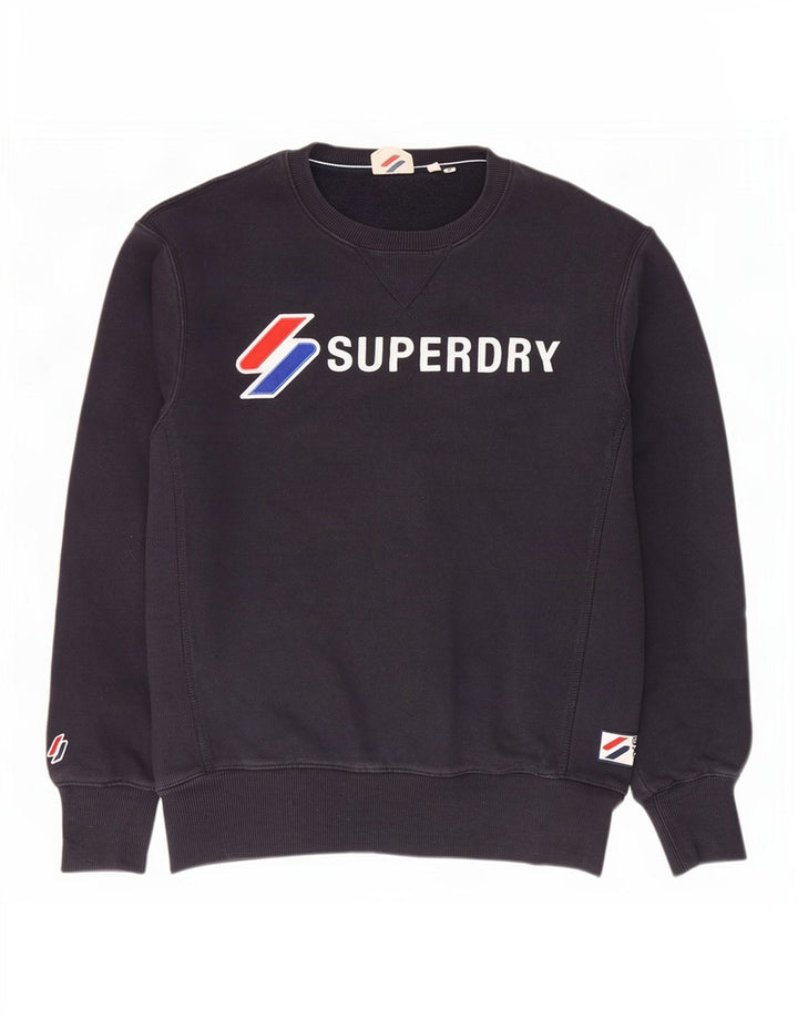 Superdry Sweat-Shirt Graphique en Coton Bleu Marine Moyen Homme