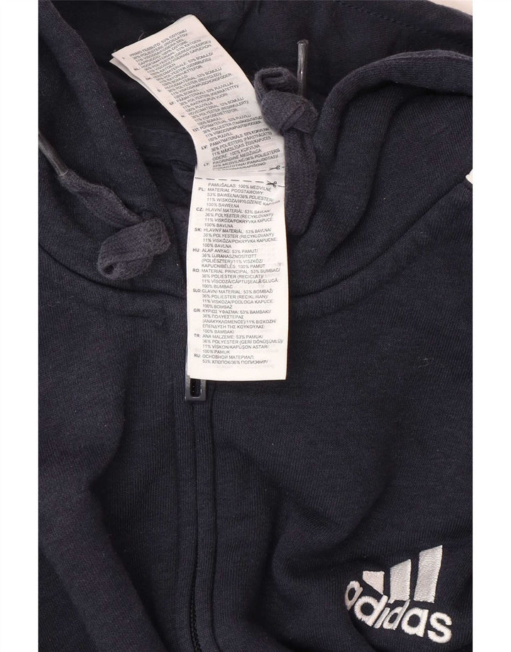 Adidas Pull à capuche zippé pour homme en coton bleu marine moyen