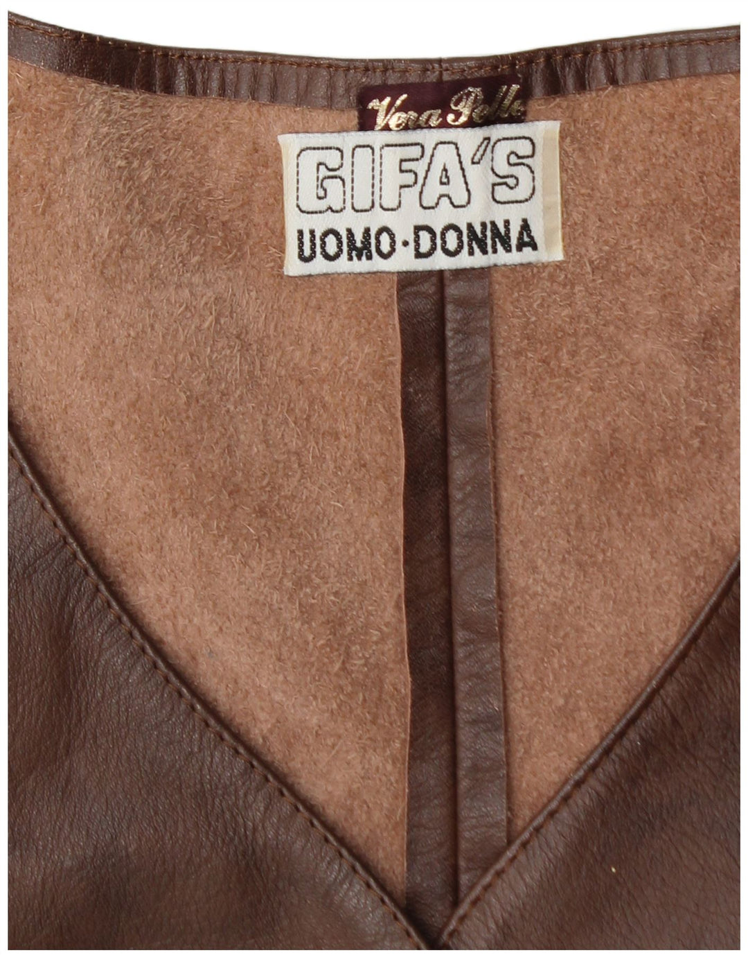 VINTAGE Gilet en cuir femme IT 48 XL Cuir marron