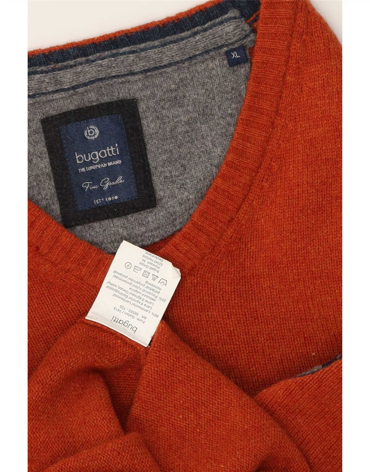 Bugatti Pull Col V Homme XL Orange Laine d'Agneau