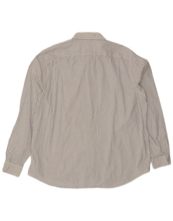 Lacoste Chemise coupe classique pour homme Taille 45 XL Coton à fines rayures blanches