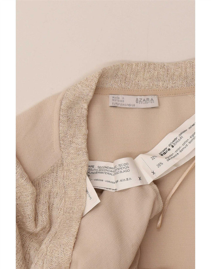 Zara Femme Tunique Oversize UK 10 Petit Beige Polyester