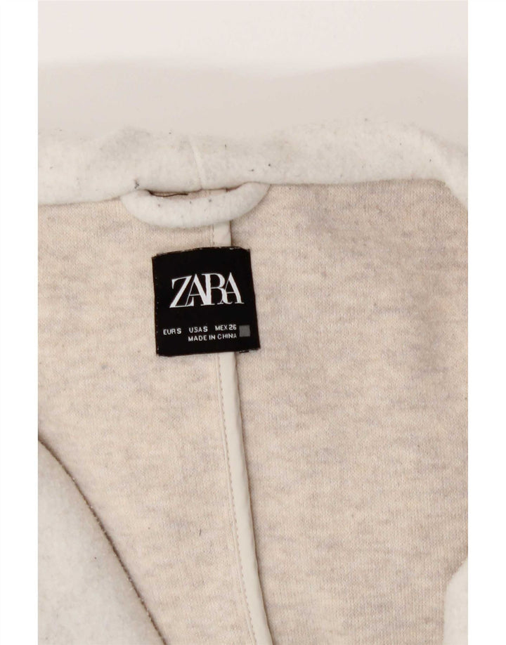 Zara Manteau à capuche surdimensionné à double boutonnage pour femme UK 10 Petit Beige