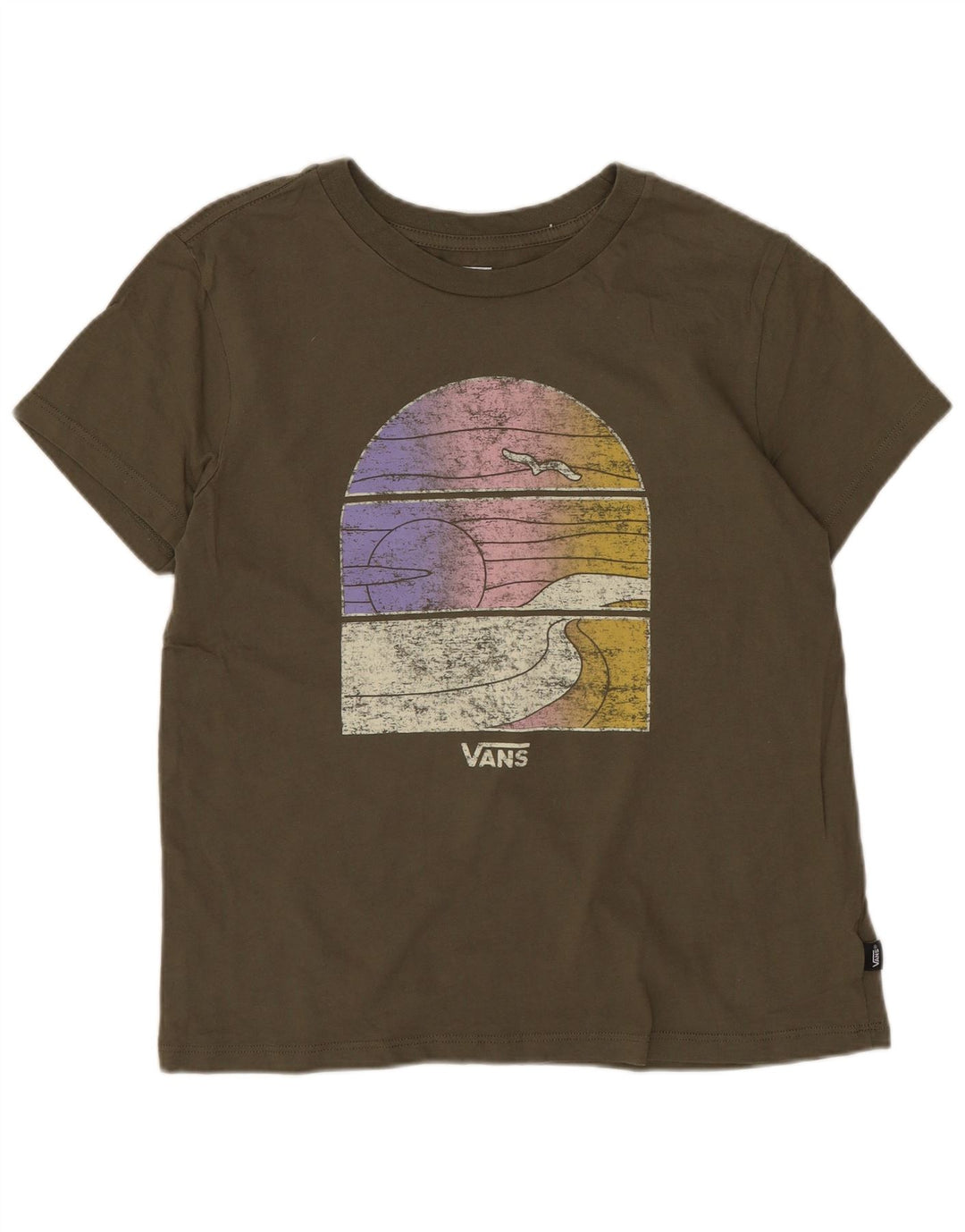 Vans T-Shirt Graphique Garçon 10-11 ans Coton Kaki Moyen