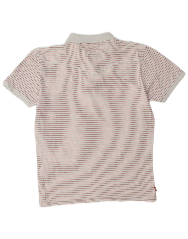 LEVI'S Polo Homme Blanc Moyen Rayure Fine