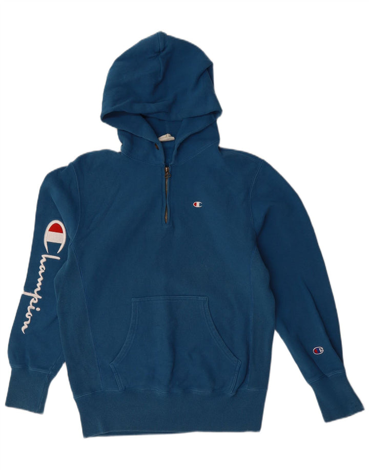 Champion Pull à Capuche Graphique Zippé Homme Bleu Moyen Coton