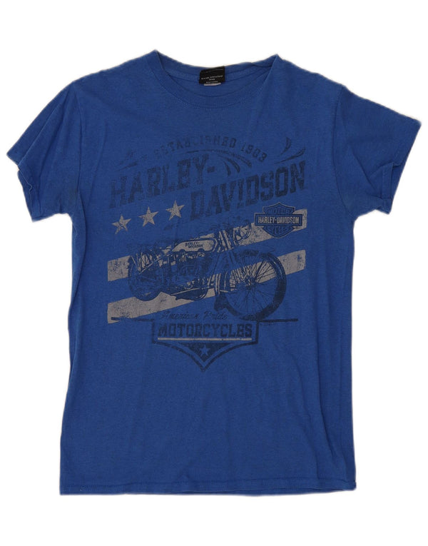 Harley Davidson T-shirt graphique pour homme Petite moto bleue