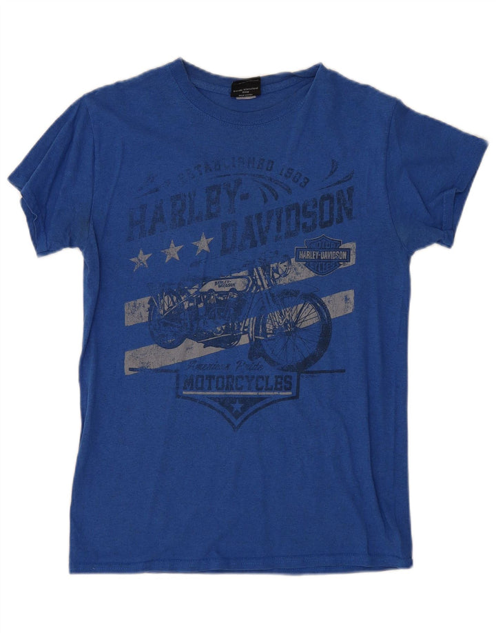 Harley Davidson T-shirt graphique pour homme Petite moto bleue