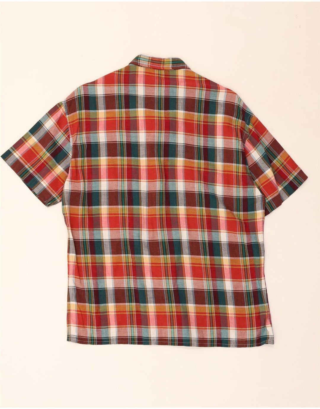VINTAGE Chemise militaire à manches courtes pour hommes IT 50 Plaid multicolore moyen