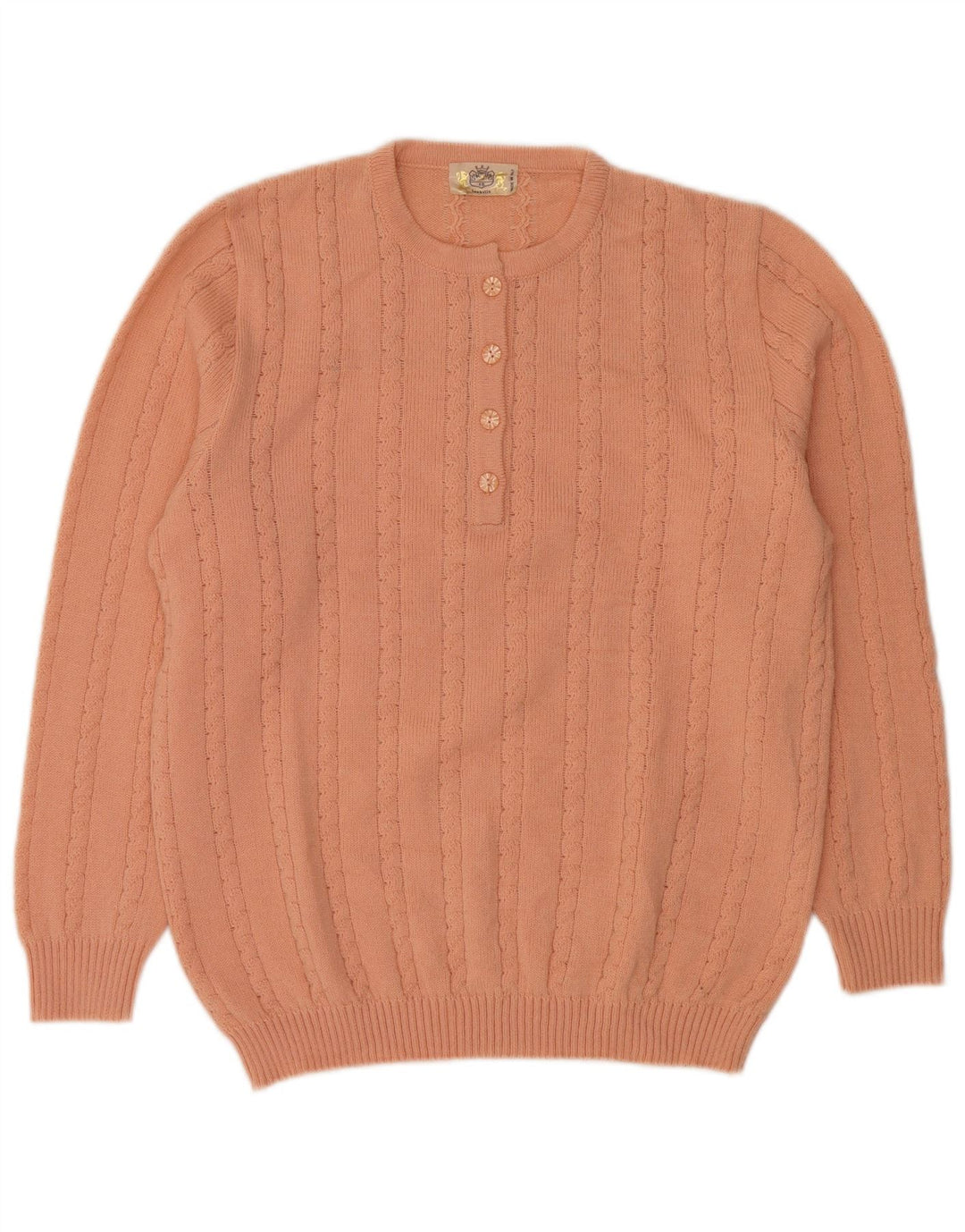 vintage Womens Crew Neck Jumper Sweater UK 16 Grande laine rose