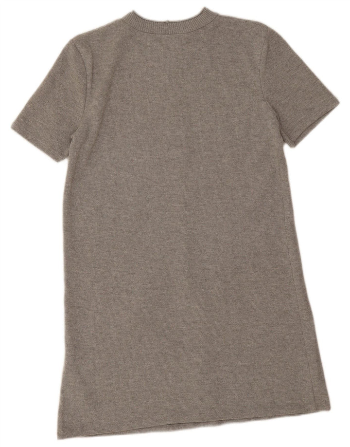 Zara Robe pull à manches courtes pour femme UK 44 Gris moyen Polyester