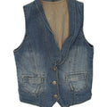 VINTAGE Femme Denim Gilet UK 12 Coton Bleu Moyen