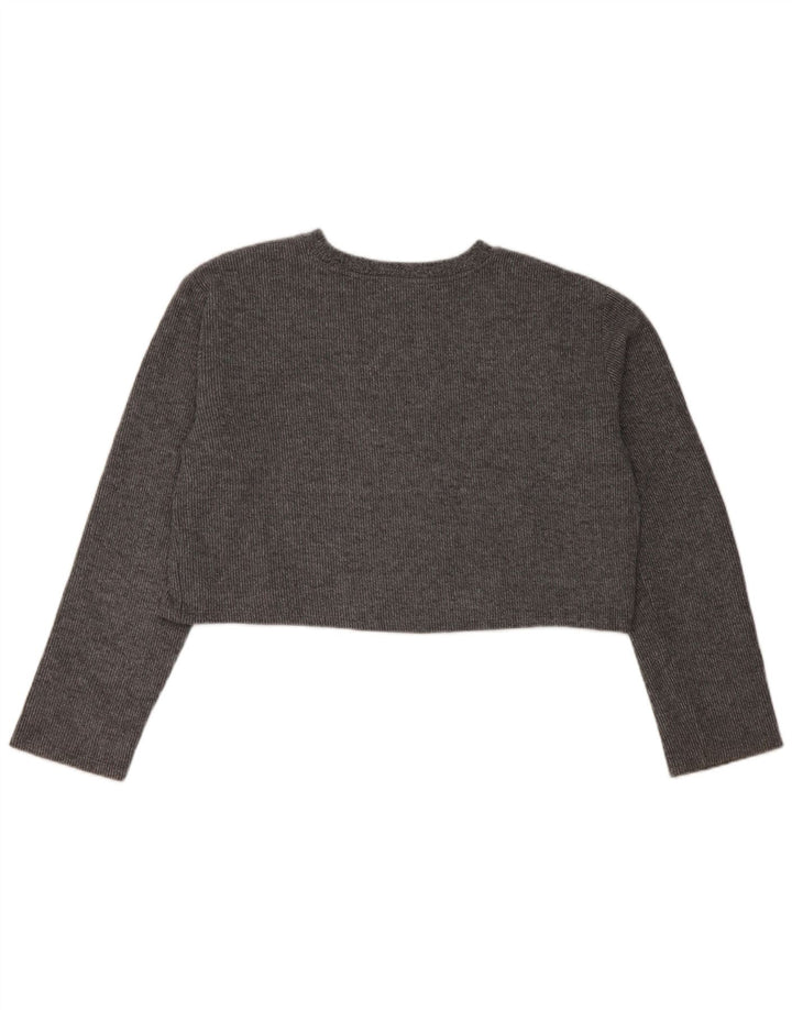 Zara Womens Crop Top Manches Longues UK 16 Large Gris