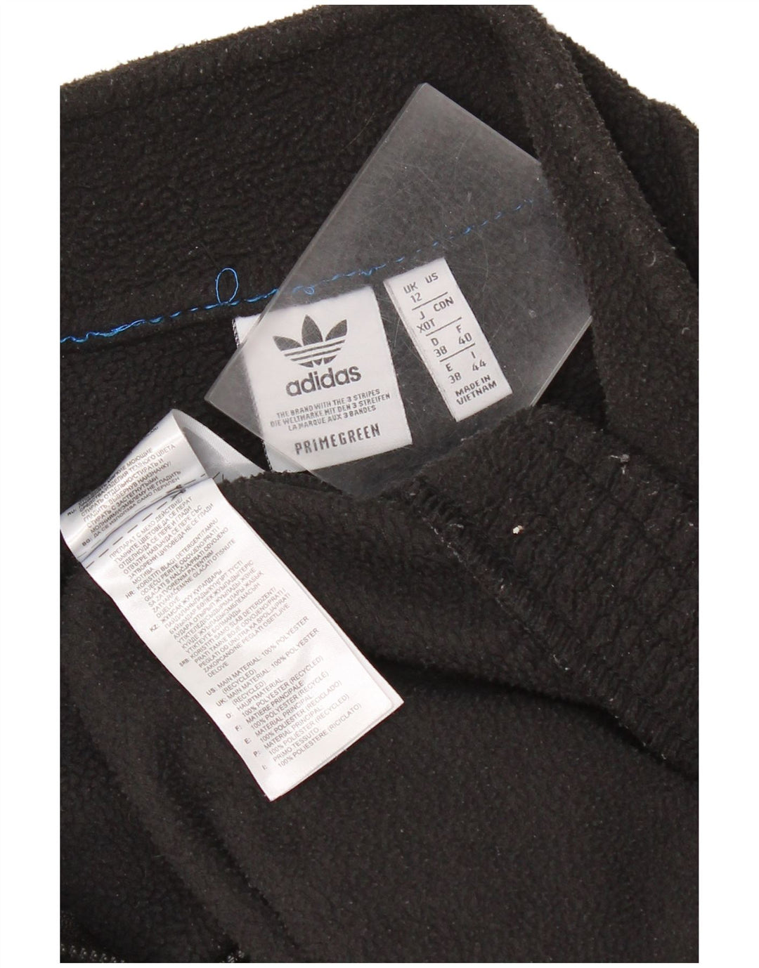 Adidas Pull polaire surdimensionné à col zippé pour femme UK 12 Noir moyen Polyester