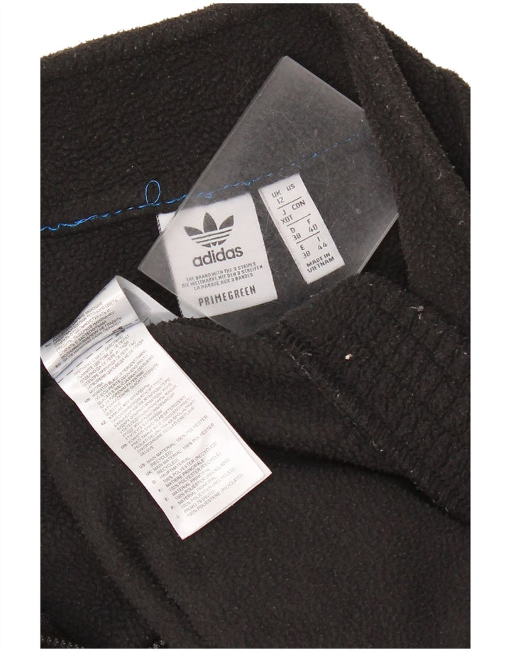 Adidas Pull polaire surdimensionné à col zippé pour femme UK 12 Noir moyen Polyester