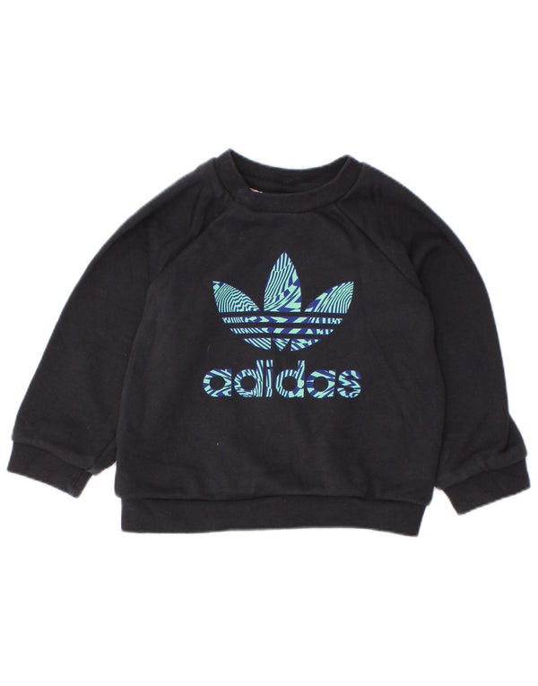 Adidas Sweat-shirt graphique pour bébé garçon 6-9 mois en coton noir