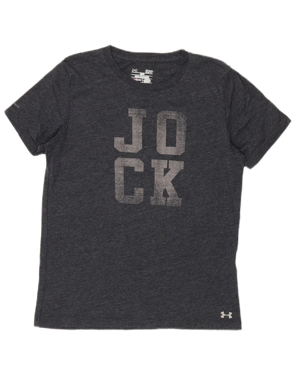 Under Armour Heat Gear Graphic T-Shirt Top UK 10 Petit Gris