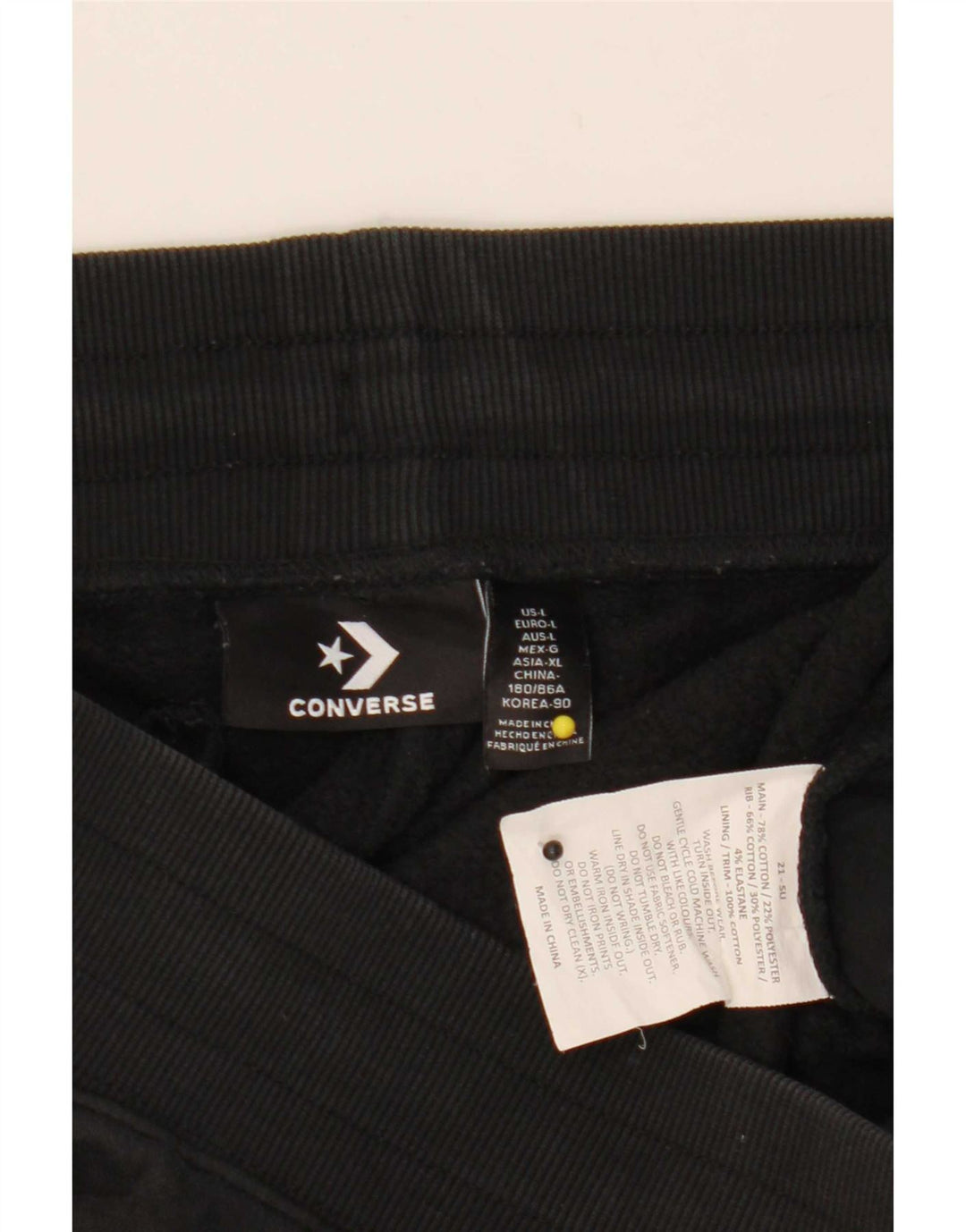 Converse Pantalon de survêtement pour homme en coton noir Taille L