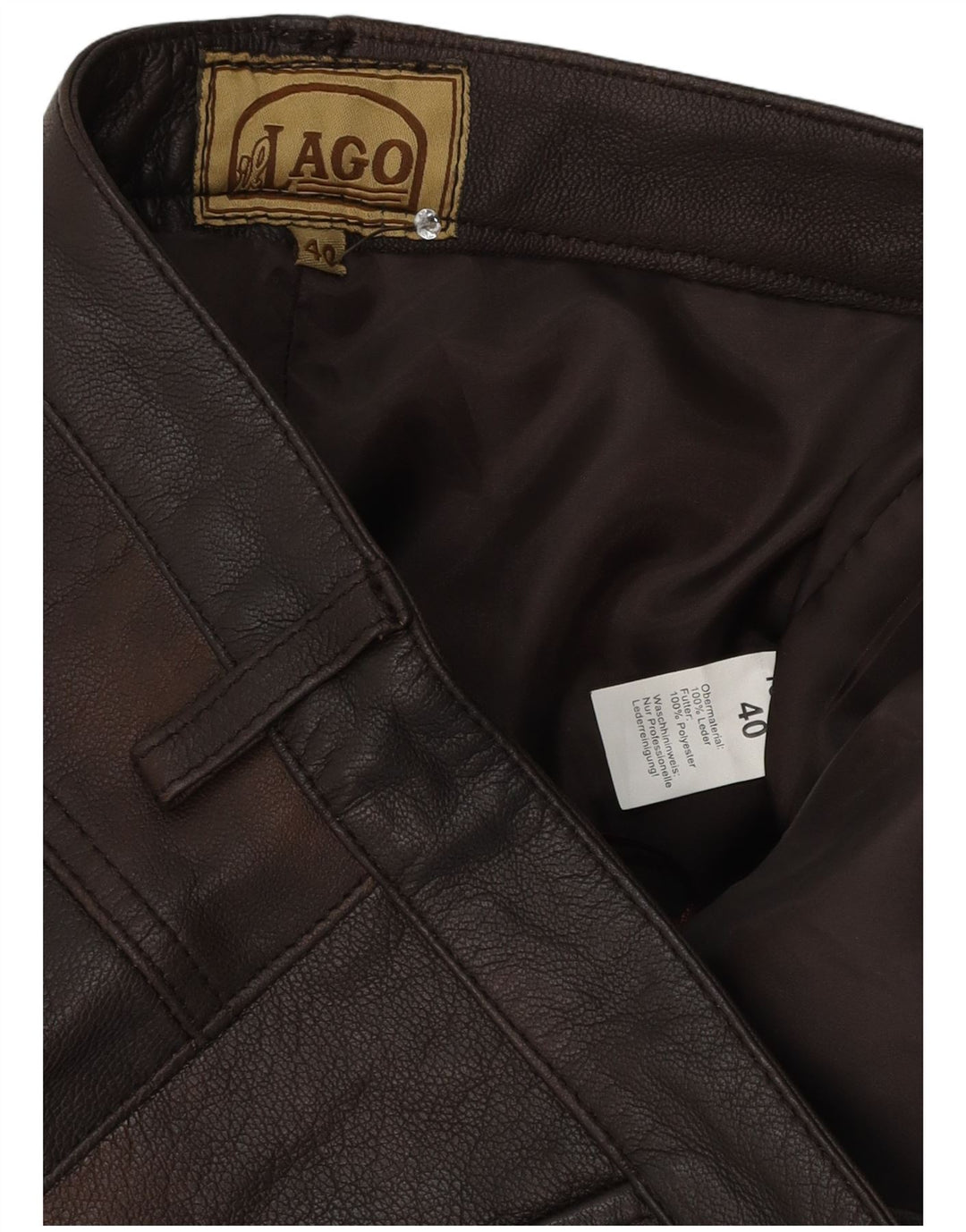 il Lago Pantalon Slim en Cuir pour Homme IT 48 Medium W30 L32 Cuir Marron