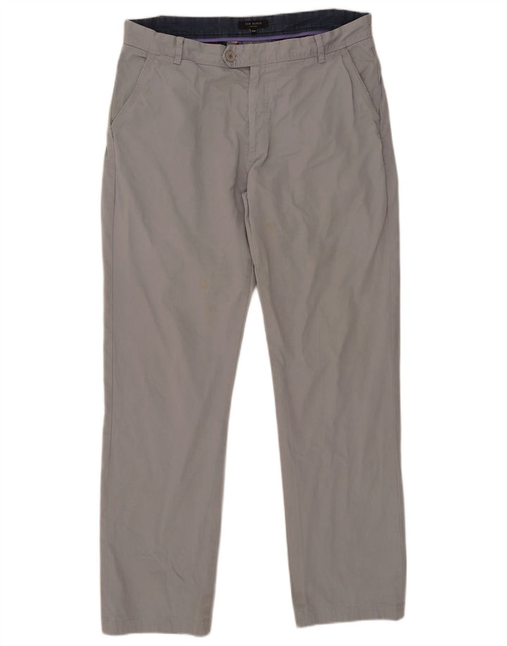 Ted Baker Pantalon Chino Droit Homme W36 L31 Gris Coton