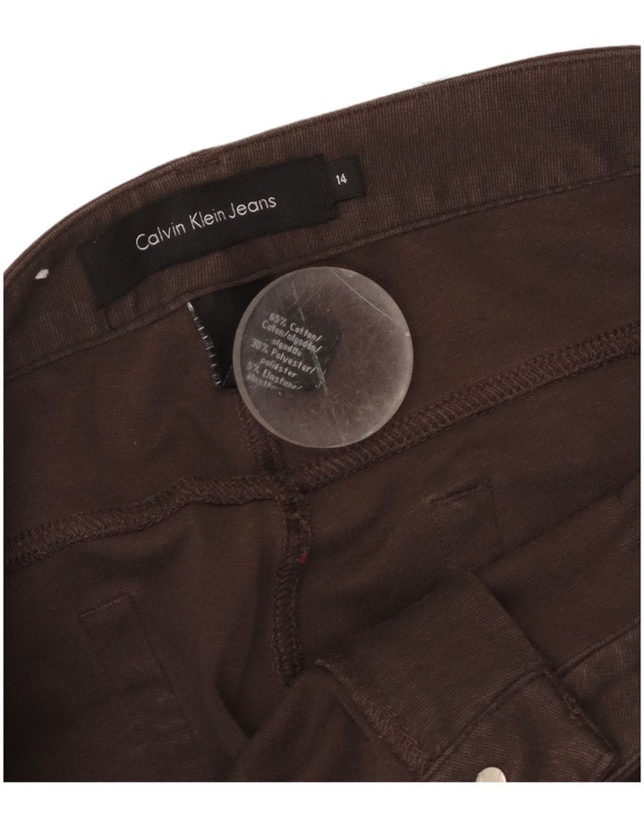 CALVIN KLEIN Pantalon décontracté droit pour femme US 14 XL W36 L27 Coton marron