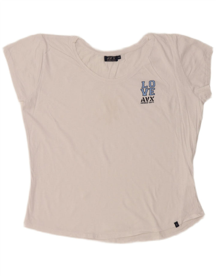 AVIREX T-shirt court graphique pour femme UK 22 2XL Coton blanc