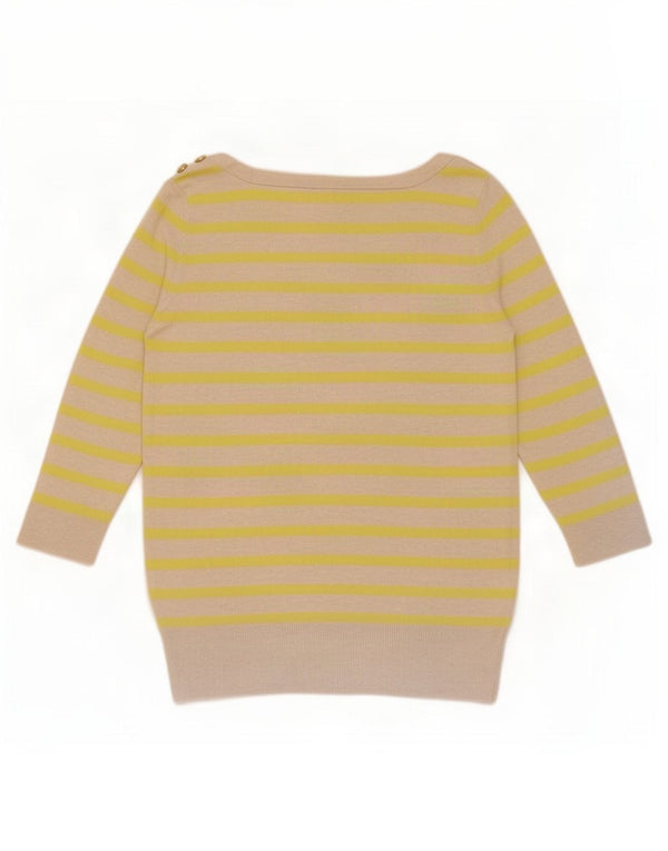 Gap Womens 3/4 Sleeve Blouse Top UK 12 Medium Beige Striped