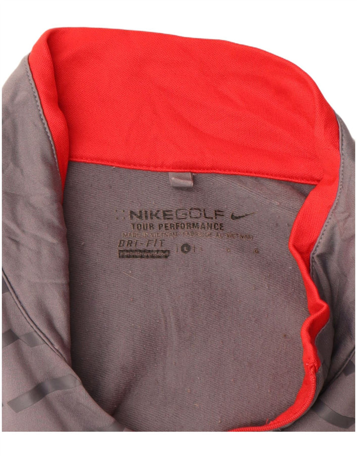 Nike Dri Fit Zip Neck Pull Survêtement Haut Large Gris Rayé