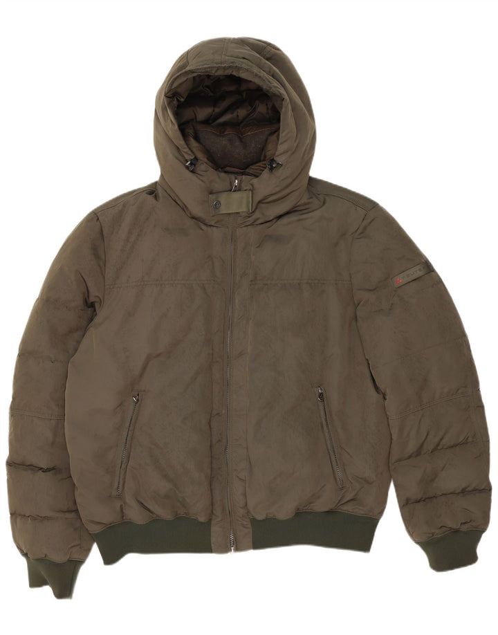 PEUTEREY Veste matelassée à capuche pour homme UK 46 3XL Kaki Polyester