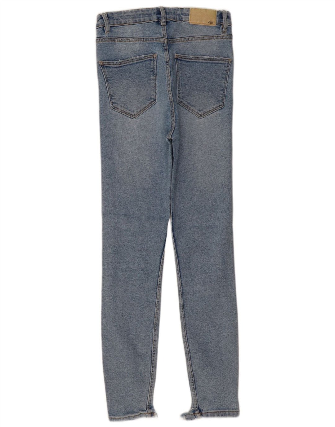 ZARA Jean skinny taille haute effet vieilli pour femme EU 36 XS W26 L27 Bleu