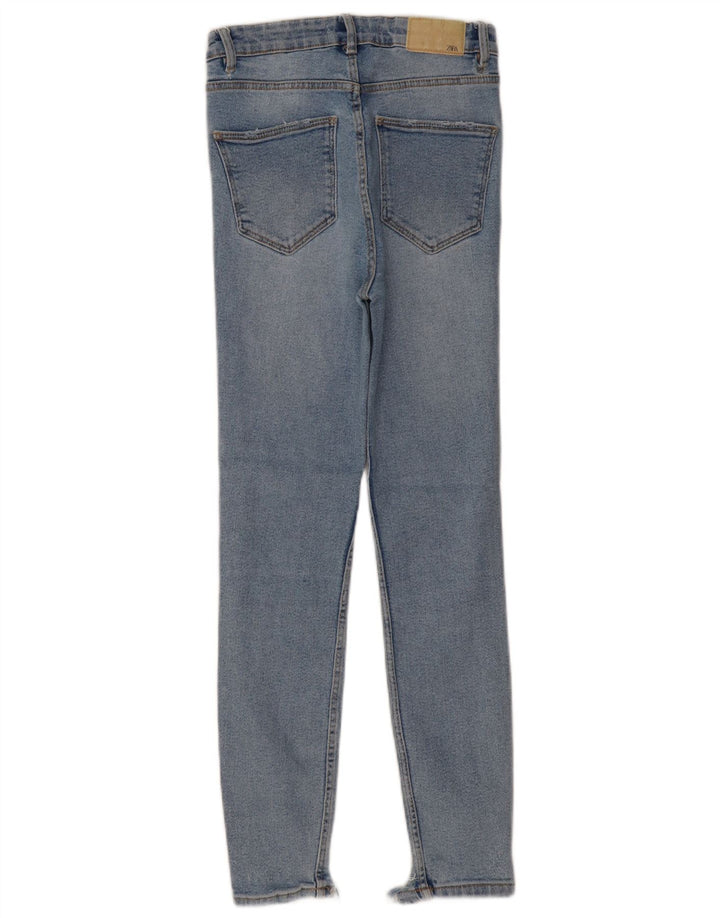 ZARA Jean skinny taille haute effet vieilli pour femme EU 36 XS W26 L27 Bleu