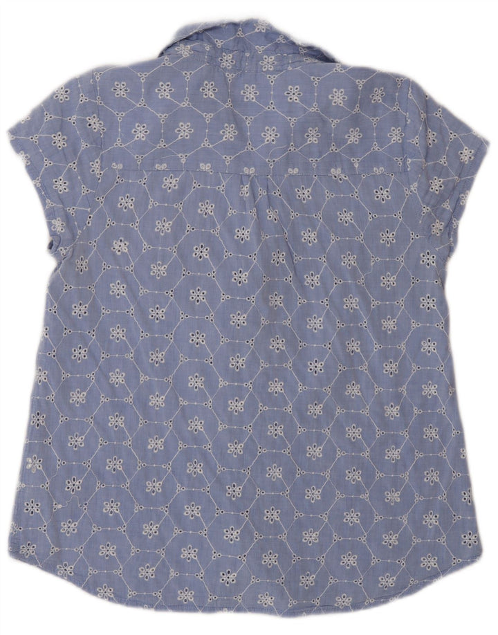 Chemise à manches courtes White Stuff pour femme UK 12 Coton floral bleu moyen